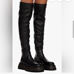 Marsèll Black Quadrarmato Lugged Tall Boots Size 37/7US